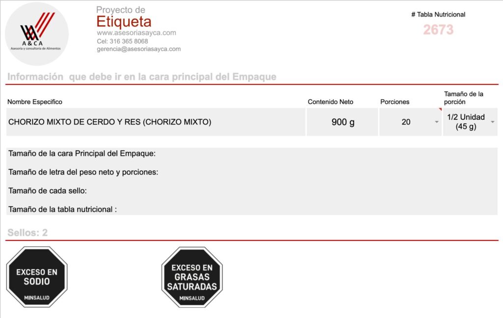 tablas nutricionales